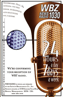 WBZ-TV CBS-4 Boston "Confirming Reception" Postcard