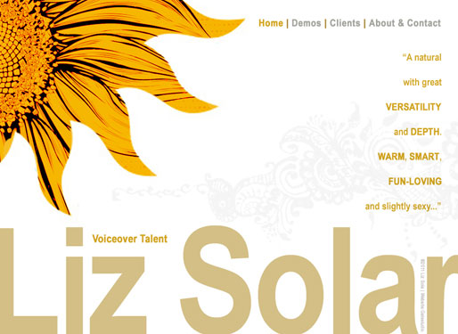 Liz Solar Voiceover Talent, website design