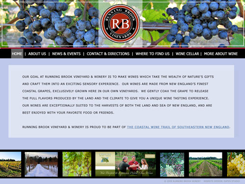 Running Brook Winery, website design and development